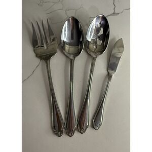 Churchill Silver Co. 9", 3 Pcs Serving Spoons & Fork 18/10 Stainless Steel
